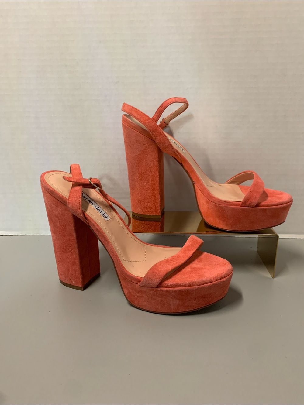 Charles David Coral Suede Platform Heel Sandals Size 8.5